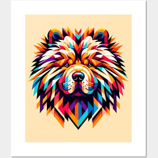 Vibrant Geometric Chow Chow: Artistic Canine Design Posters and Art